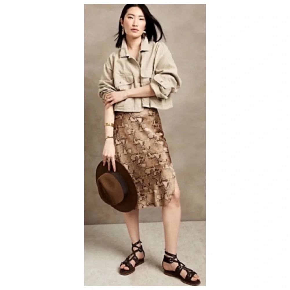 🖤NWTS-$150 BANANA REPUBLIC Silk Bliss Snakeskin Skirt S *Washable!* Nice - Picture 10 of 10